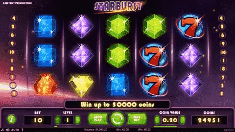 Paylines in Starburst slot machine